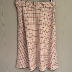 Ann Taylor Plaid A-Line Skirt - Cream and Golden Yellow